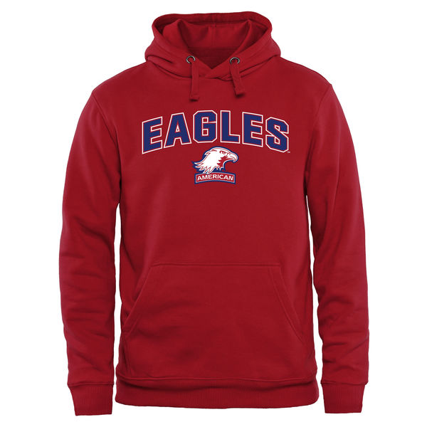Men NCAA American Eagles Proud Mascot Pullover Hoodie Red